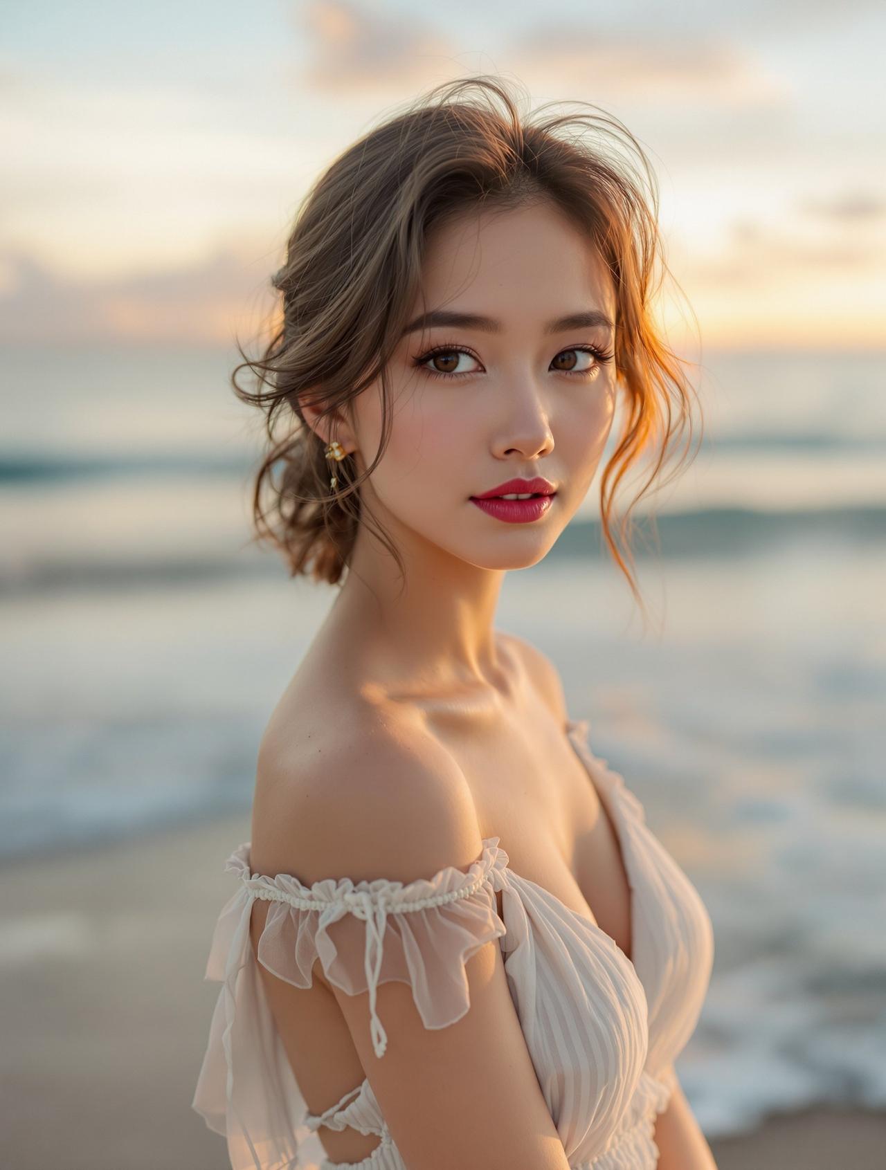 尤果网-治愈系写真作品-海边日落的一抹温柔