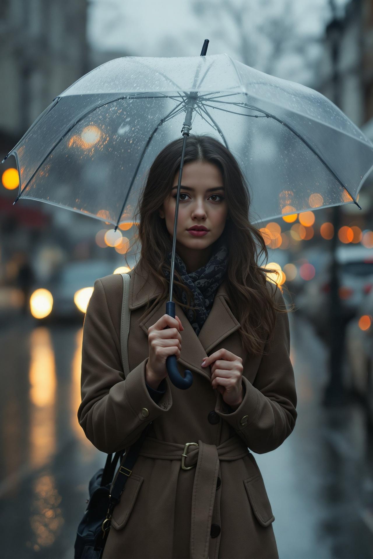 尤果网-治愈系写真作品-雨中漫步的文艺少女